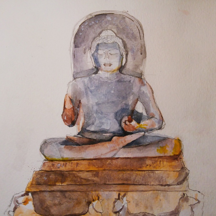 Buddha statue watercolor